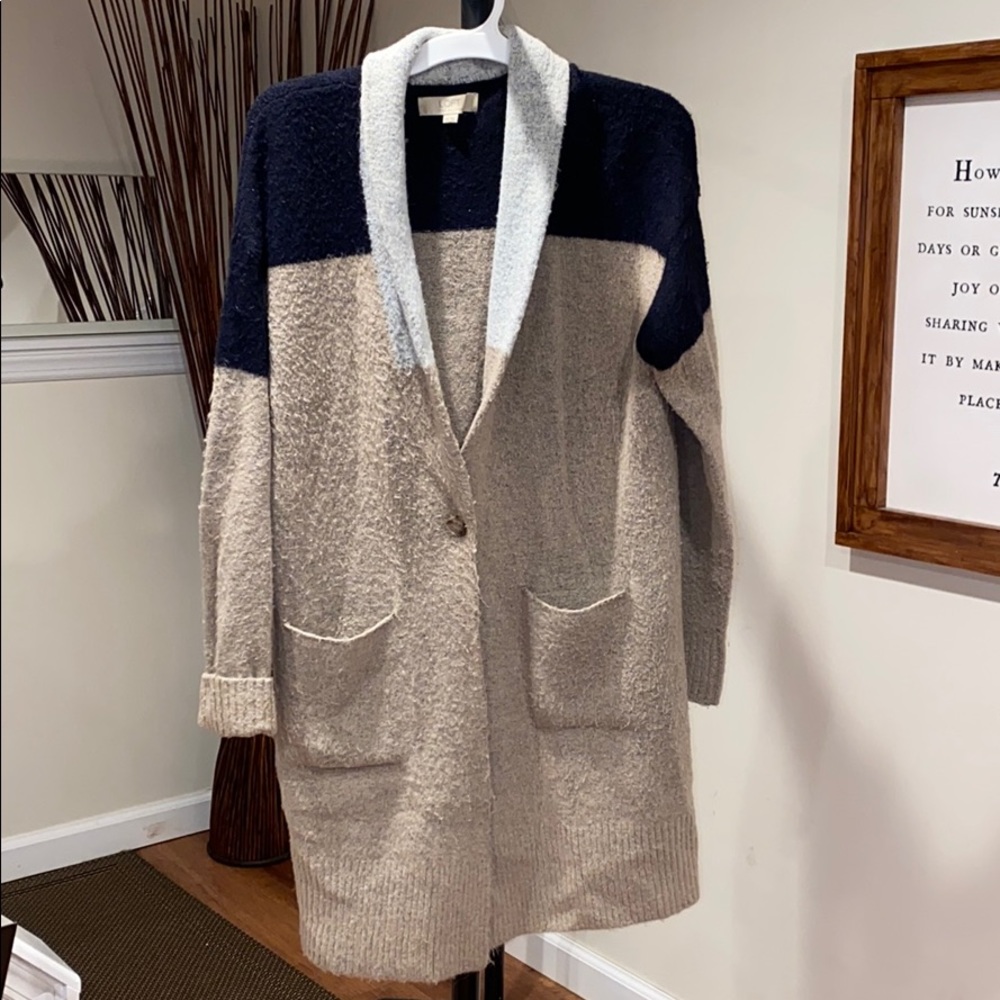 Long Cardigan Block Colors